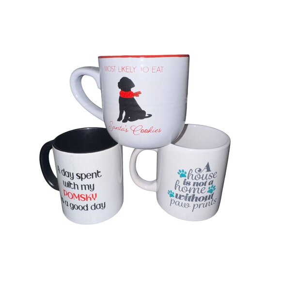 Set Of 3 Dog-Themed Ceramic Mugs - Picture 1 of 14